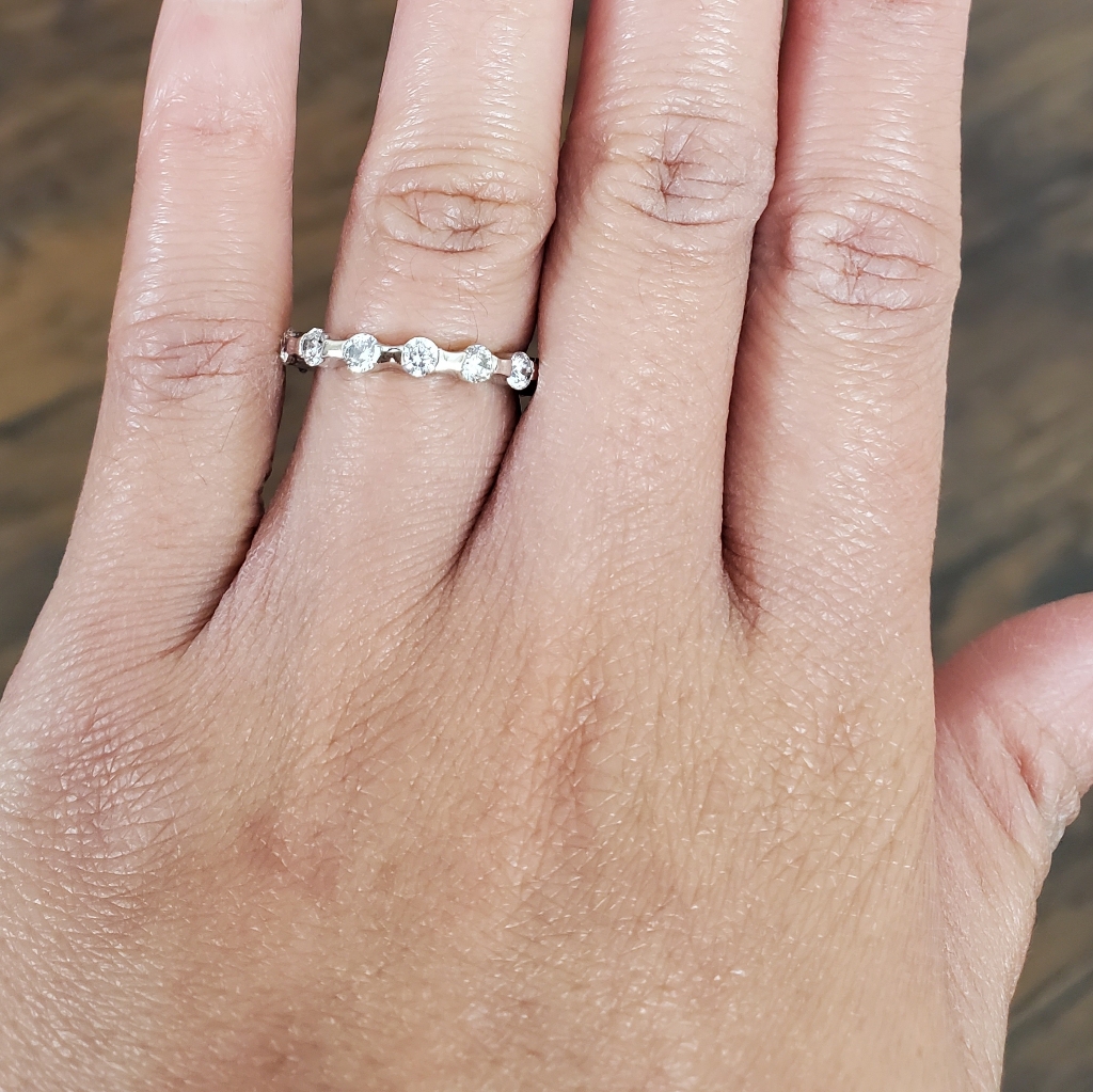 White Gold Plated  Rhodium Plated Stacker Ring
